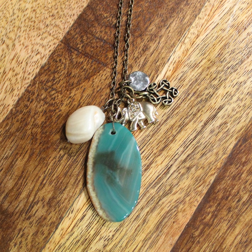 Long Charm Statement Necklace